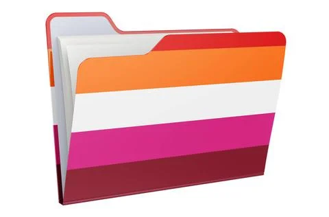 Computer-Ordner-Symbol mit lesbischer Flagge. 3D-Rendering Computer folder... Stock Photos