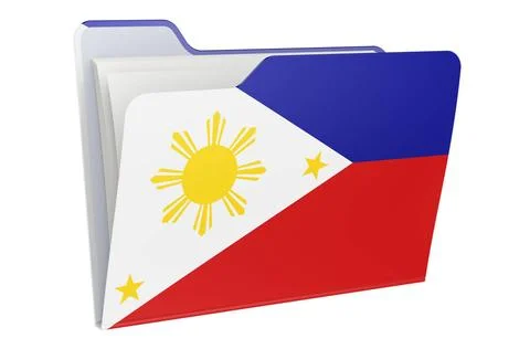Computer-Ordner-Symbol mit philippinischer Flagge. 3D-Rendering Computer f... Foto stock