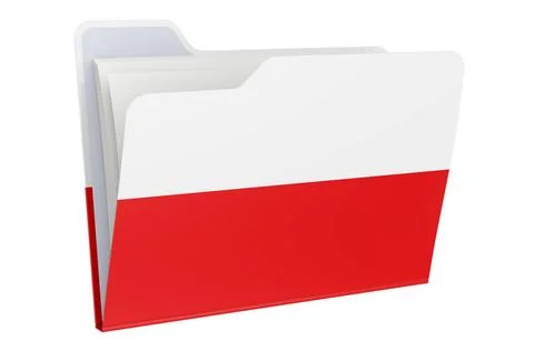 Computer-Ordner-Symbol mit polnischer Flagge. 3D-Rendering Computer-Ordner... Stock-Fotos