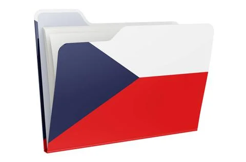 Computer-Ordner-Symbol mit tschechischer Flagge. 3D-Rendering Computer fol... Foto stock