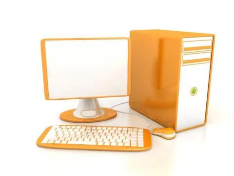 Computer over white background Stock Illustration