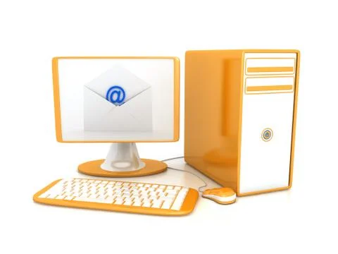 Computer over white background Stock Illustration