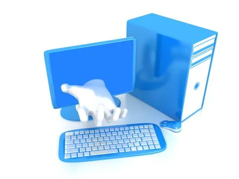 Computer over white background Illustrazione stock