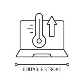 Computer overheat linear icon Stock Illustration