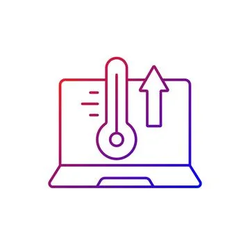 Computer overheating gradient linear vector icon Illustrazione stock