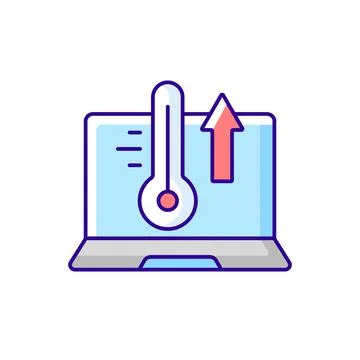 Computer overheating RGB color icon Stock Illustration