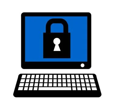 Computer Padlock Illustration of a computer with a padlock on the screen d... 스톡 사진