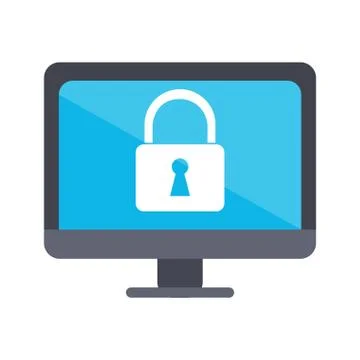 Computer with padlock security Stockillustratie