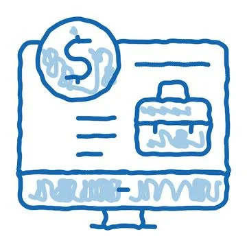 Computer paid work doodle icon hand drawn illustration イラスト素材
