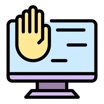 Computer palm scanning icon vector flat Stock Illustration