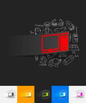 Computer paper sticker with hand drawn elements イラスト素材