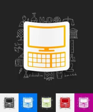 Computer paper sticker with hand drawn elements Illustrazione stock