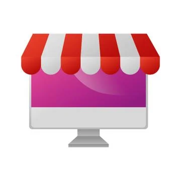 Computer with parasol isolated icon Stockillustratie