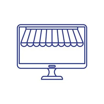 Computer with parasol isolated icon Stock Illustration