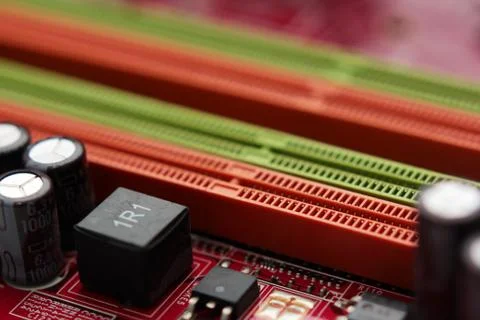 Computer parts close-up abstract background. Selective focus Stock Photos