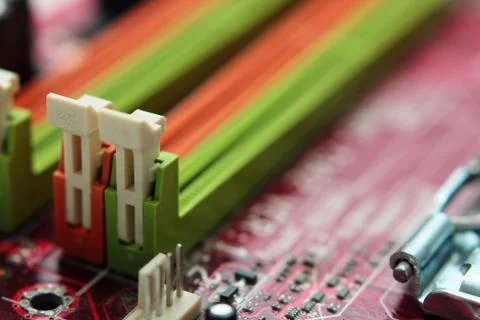 Computer parts close-up abstract background. Selective focus Stock Photos