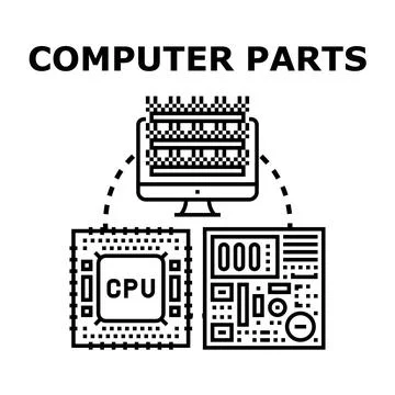 Computer parts connecting digital technology system 스톡 일러스트