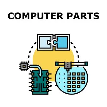 Computer parts development and assembly process Ilustración de archivo