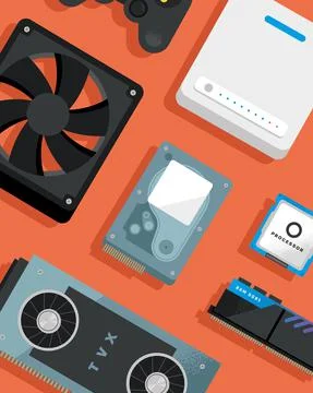 Computer parts icon group Stock Illustration