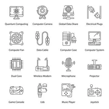 Computer Parts Line Vectors Pack Stock Illustration