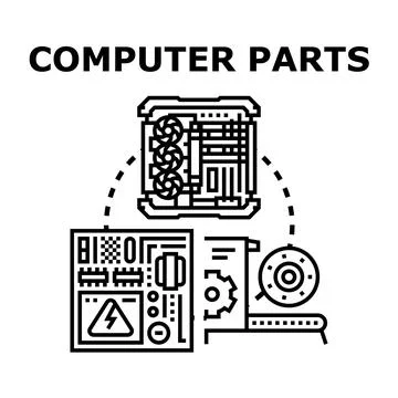 Computer parts for pc assembly and repair Stock Illustration