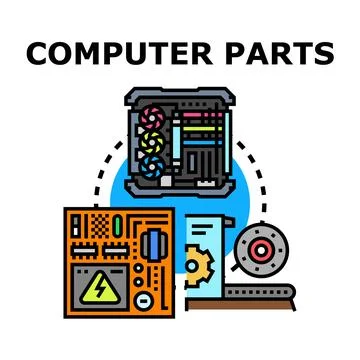 Computer parts for pc assembly and repair 스톡 일러스트