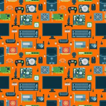 Computer parts seamless pattern 스톡 일러스트