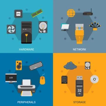 Computer Parts Set Stock Illustration