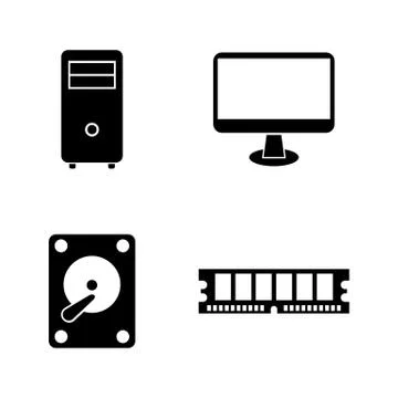 Computer parts. Simple Related Vector Icons Illustrazione stock