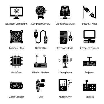 Computer Parts Solid Vectors Pack Stockillustratie