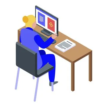 Computer passport control icon, isometric style Stock Illustration