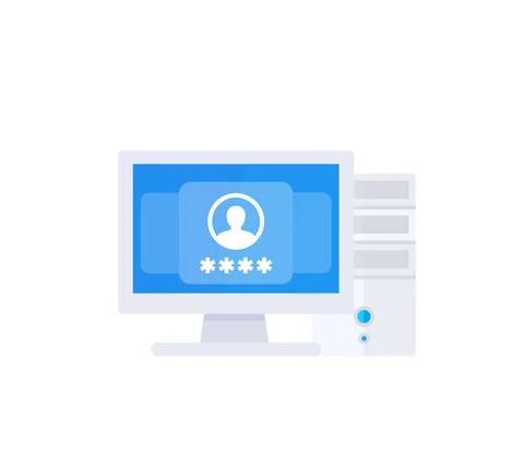 Computer with password access, authentication window イラスト素材