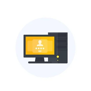 Computer with password access, authentication window, vector illustration Stock Illustration