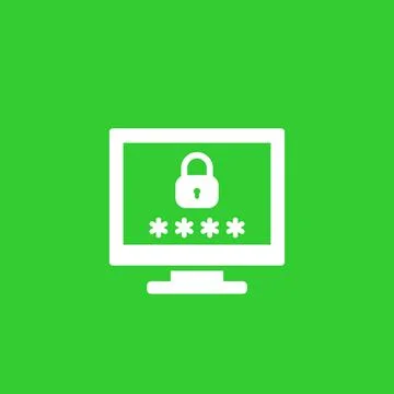 Computer with password access, security concept icon Stock Illustration