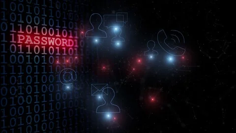 Computer password binary data and icons animation Stock Footage 333215978