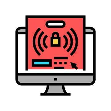 Computer password hacking color icon vector illustration イラスト素材