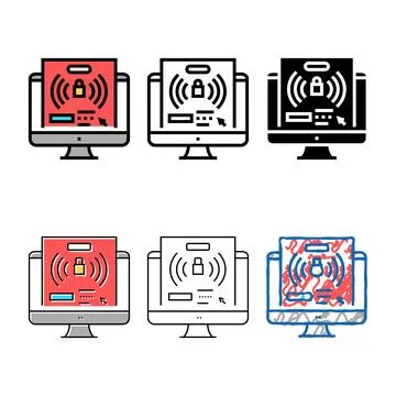 Computer password hacking color icon vector mix Stock Illustration