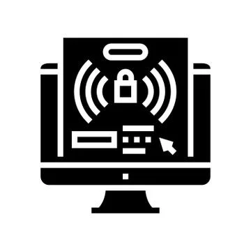 Computer password hacking glyph icon vector illustration イラスト素材