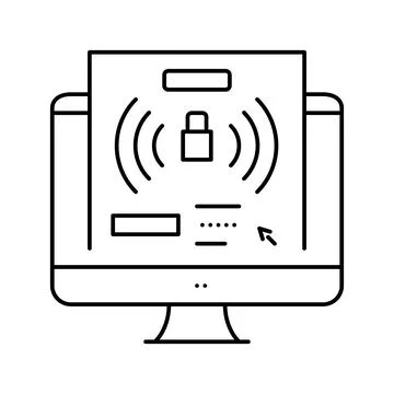 Computer password hacking line icon vector illustration Stock Illustration