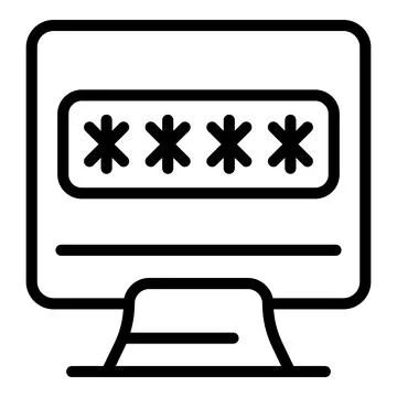 Computer password icon outline vector. System lock Illustration