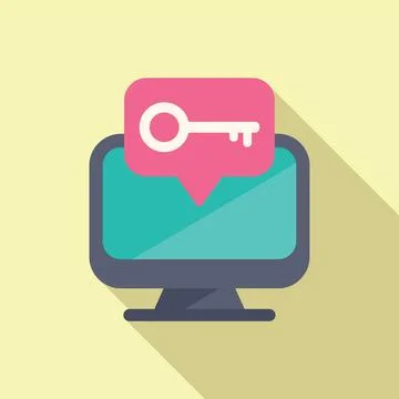 Computer password key icon flat vector. Code mobile 스톡 일러스트