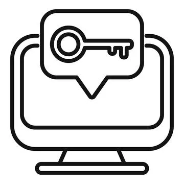 Computer password key icon outline vector. Code mobile Illustrazione stock