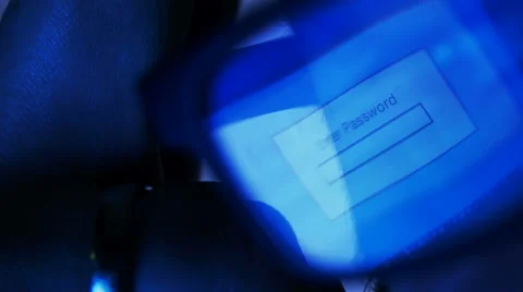 Computer password reflected in glasses, CU Stock Footage 61702536