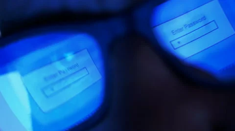 Computer password reflected in glasses Stock Footage 61701742
