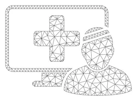Computer Patient Polygonal Frame Vector Mesh Illustration Stock-Illustration