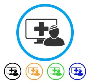 Computer Patient Rounded Icon Stock-Illustration