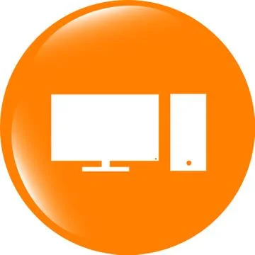 Computer pc icon button . Trendy flat style sign isolated on white background Illustrazione stock