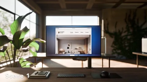 Computer PC Mockup - Modern Biophilic Office - 6-SET AE Template Stockmateriaal After Effects