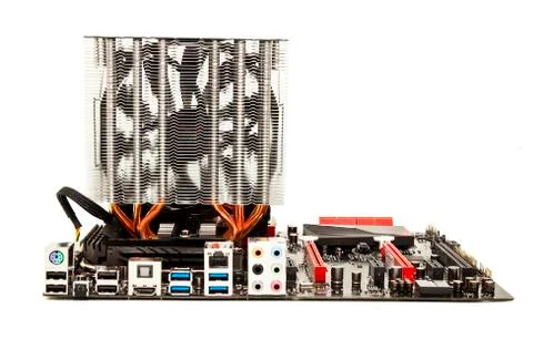 Computer PC motherboard front view Stock Photos