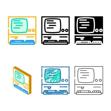 Computer pc old gadget color icon vector looks Stock Illustration